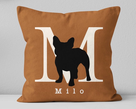 Personalized Frenchie name pillow / Custom Initial French Bulldog pillow / Frenchie lover gift / Frenchie silhouette pillow / Frenchie mom