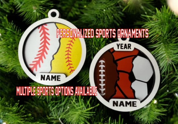 Personalized Sports Ornament/ Multi Sports Ornament/ Split Sports Ornament/ Multiple Sports Ornament/ Sports Gift/ Many Sport Ball Options