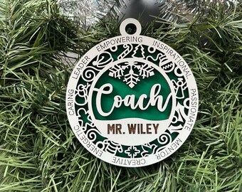 Personalized Coach Ornament/ Custom Coach Ornament/ Coach Gift/ Sports Ornament/ Sports Gift/ Christmas Ornaments/ With Icons