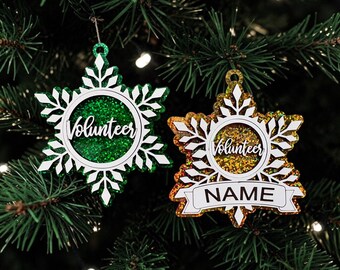 Volunteer Snowflake Ornament/ Volunteer Gift/ Volunteer Ornament/ Christmas Gift/ Occupational Ornament/ Career Gift/ Available Personalized