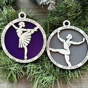 Ballet Dancer Ornament/ Christmas Ornaments/ Ballet Ornament/ Ballet Gift/ Male or Female/ Glitter or Standard Backer/ No Icons