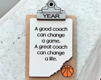 Basketball Coach Ornament/ Clipboard Coach Ornament/ Coach Ornament/ Sports Coach/ Sports Ornaments/ Coach Gift/ Saying Options