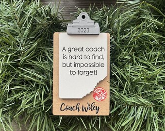 Wrestling Coach Ornament/ Clipboard Coach Ornament/ Personalized Coach Ornament/ Sports Coach/ Sports Ornaments/ Coach Gift/ Saying Options