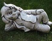 Lying Gnome Sculpture, Gnome Shows Tongue, Outdoor Sculpture, Concrete Gnome, Backyard Decor, Gift For Friend
