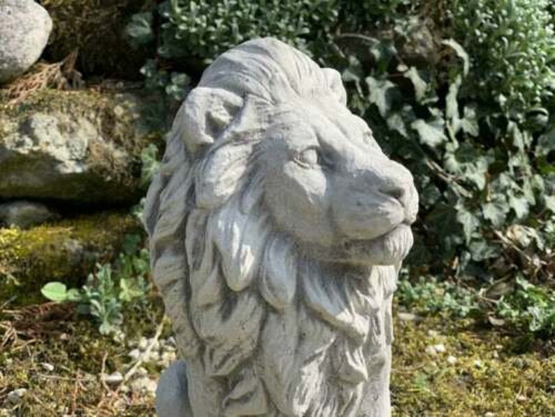 Stone Lion Statue Concrete Wild Animal Figurine Lion Sculpture Etsy