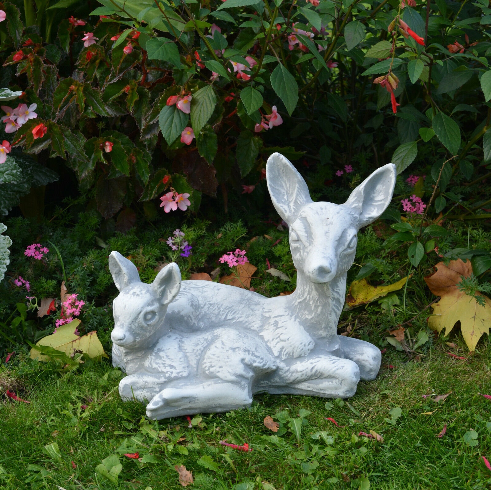 Roe Deer With Cub Concrete Deer Family Outdoor Statue Etsy