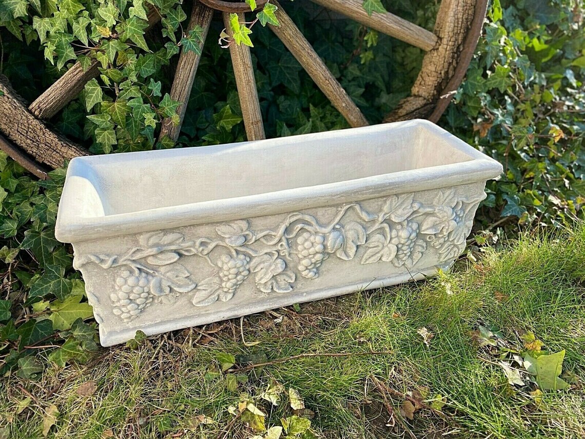 Flower Pot With Grapes Ornament Concrete Plant Pot Garden Etsy