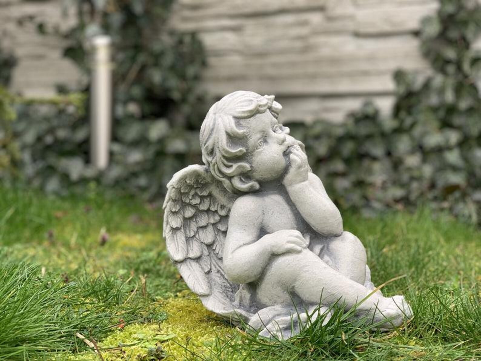 Cute Pensive Baby Angel Statue Angel Wings Mini Statues Etsy