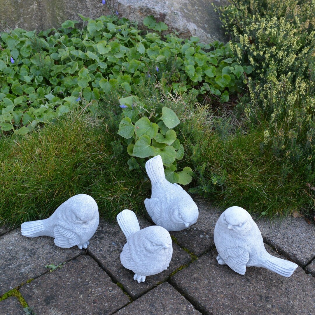 Garden Bird Statue Set of 4 Miniature Birds Outdoor Bird Etsy