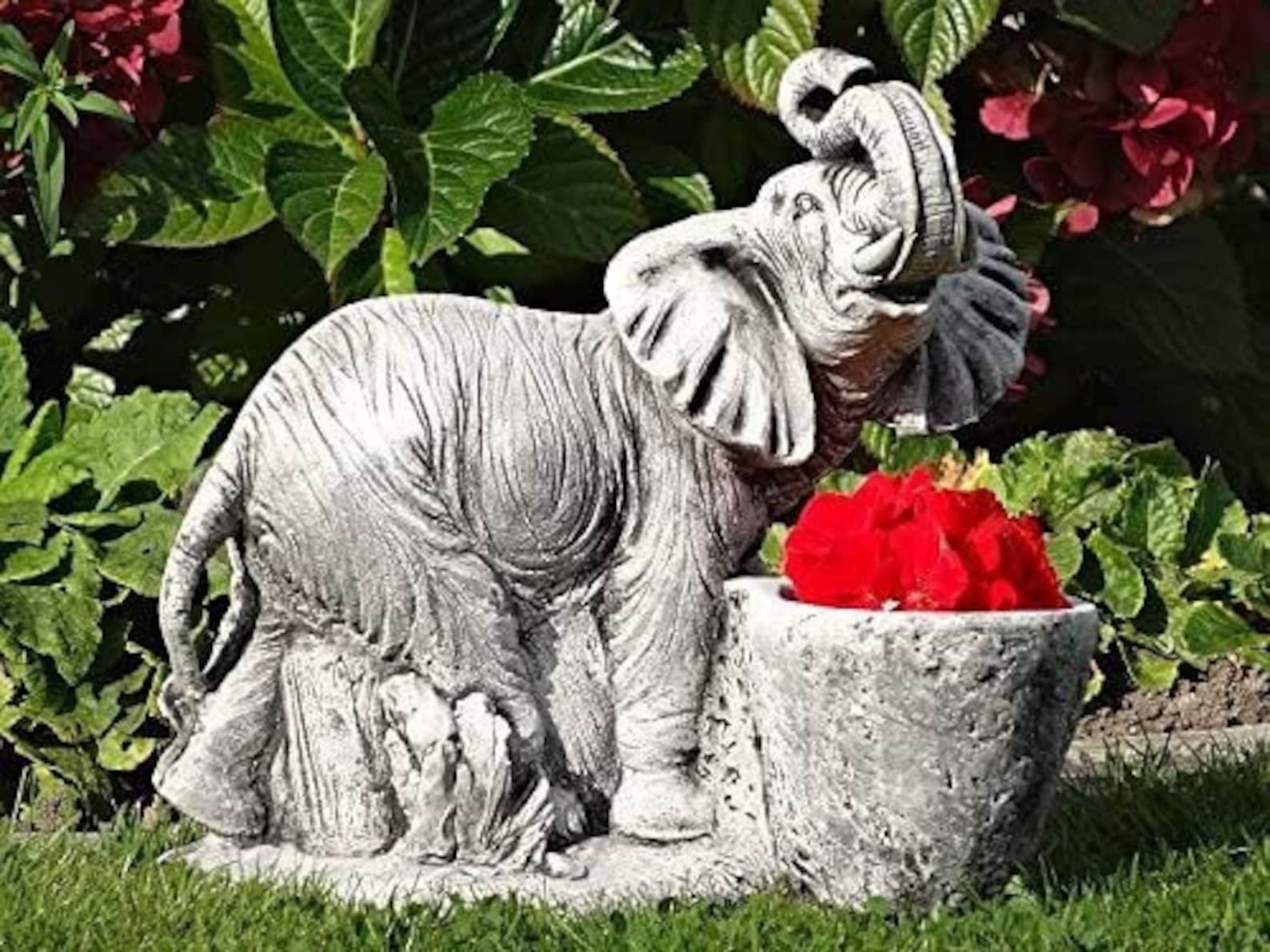 Elephant Statue Concrete Elephant With Plant Pot Outdoor Etsy