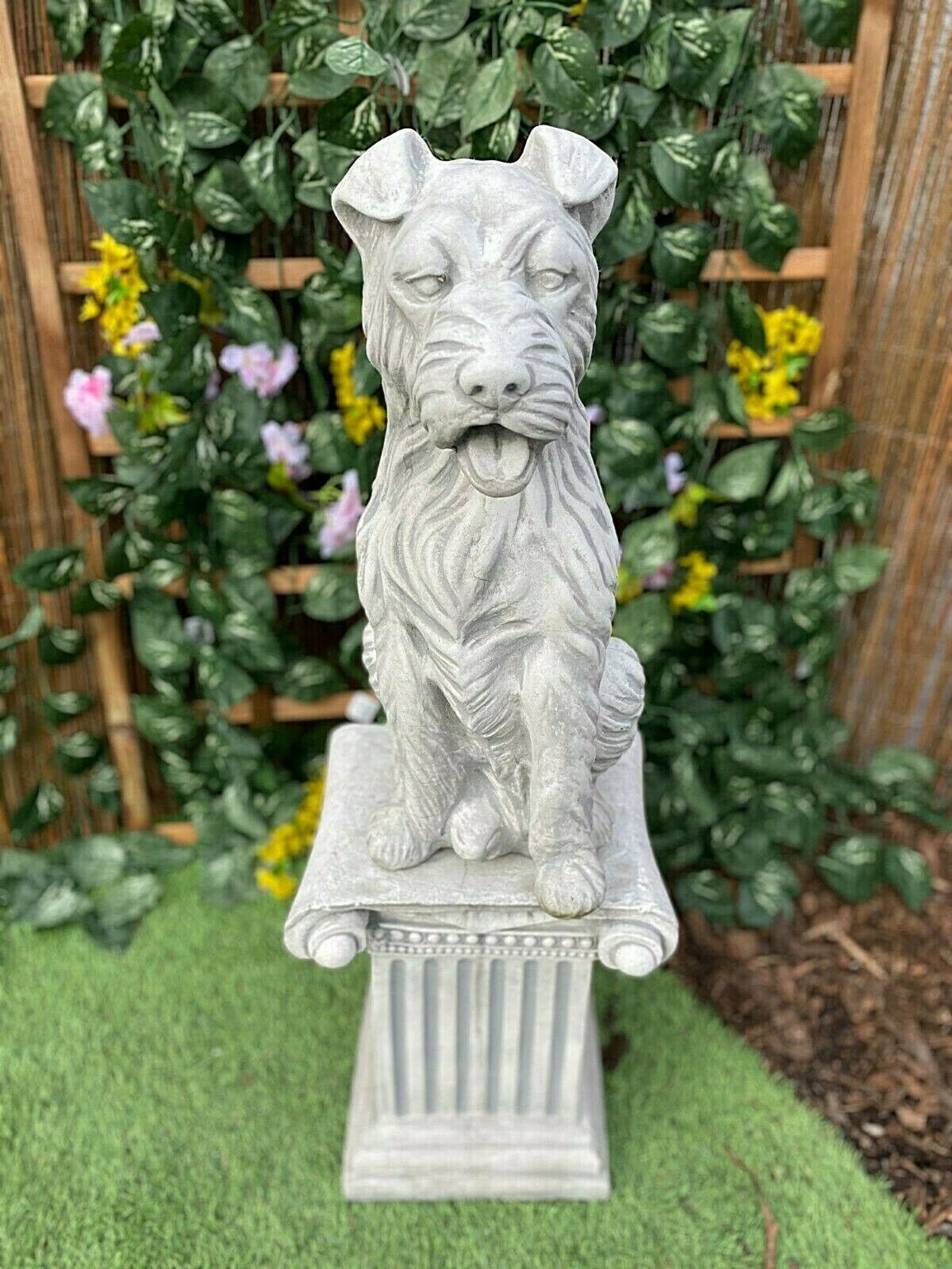 Large Dog Statue Concrete Sitting Dog Garden Decoration Etsy