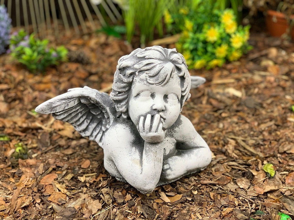 Baby Boy Bust Concrete Angel Bust Figure Angel Statue Angel Etsy