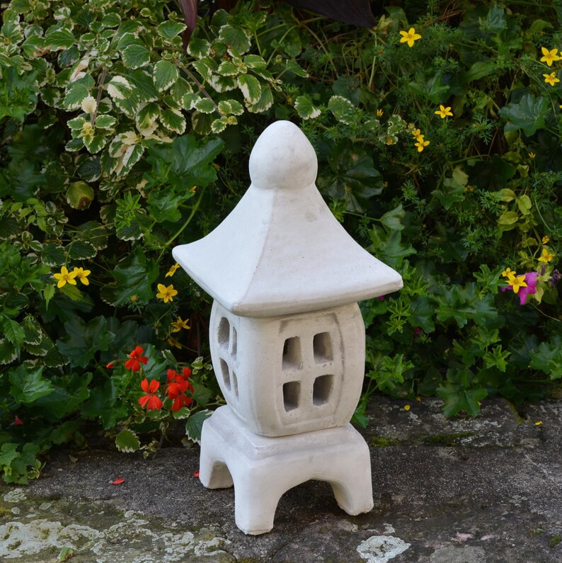 Japanese Lantern Statue Stone Pagoda Figurine Concrete Pagoda Etsy