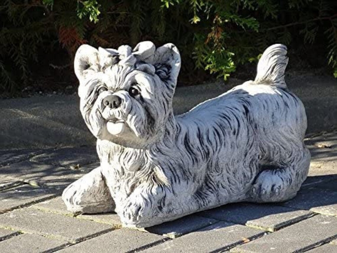 Yorkshire Terrier Concrete Yorkie Statue Garden Decor Dog Etsy