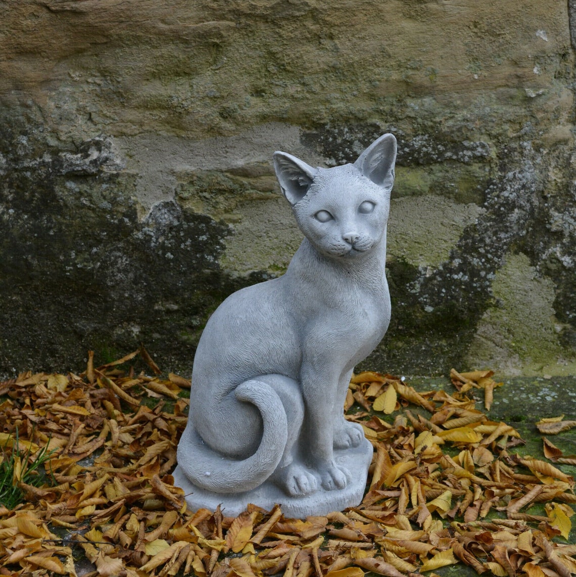 Stone Cat Figurine Concrete Cat Statue Moden Cat Sculpture Pet Etsy