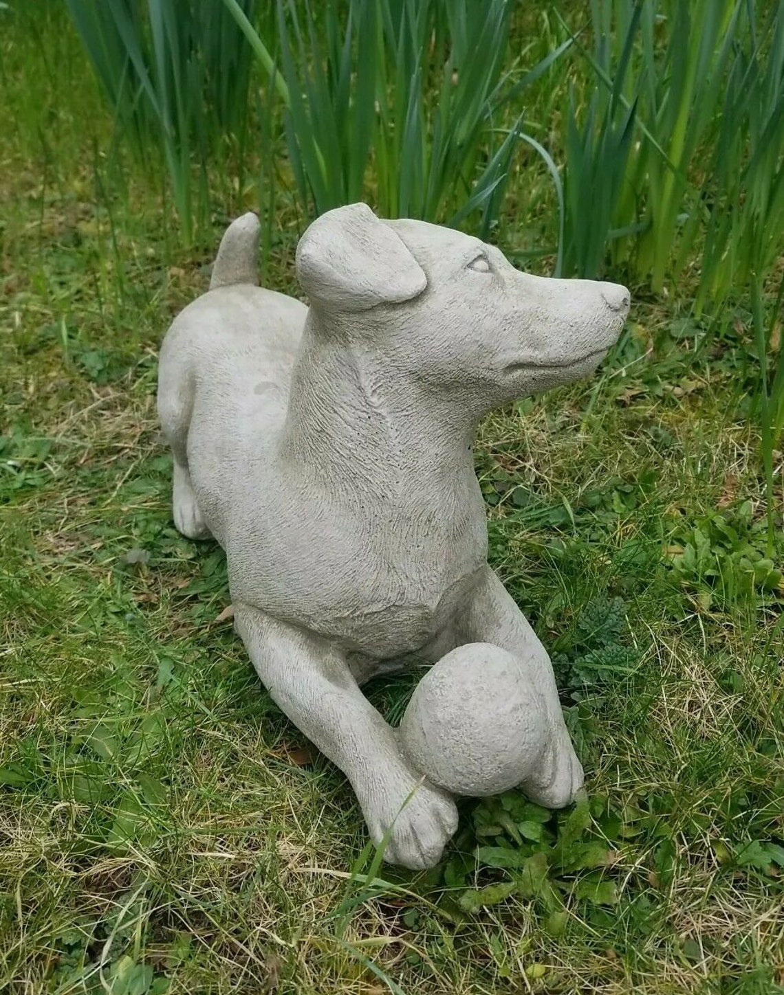 Dog With Ball Jack Russell Terrier Figurine Concrete Puppy Etsy