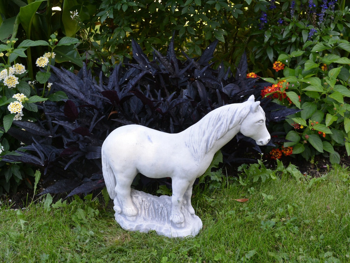 Concrete Horse Statue Horse Figure Stone Pony Animal Figurine Etsy UK