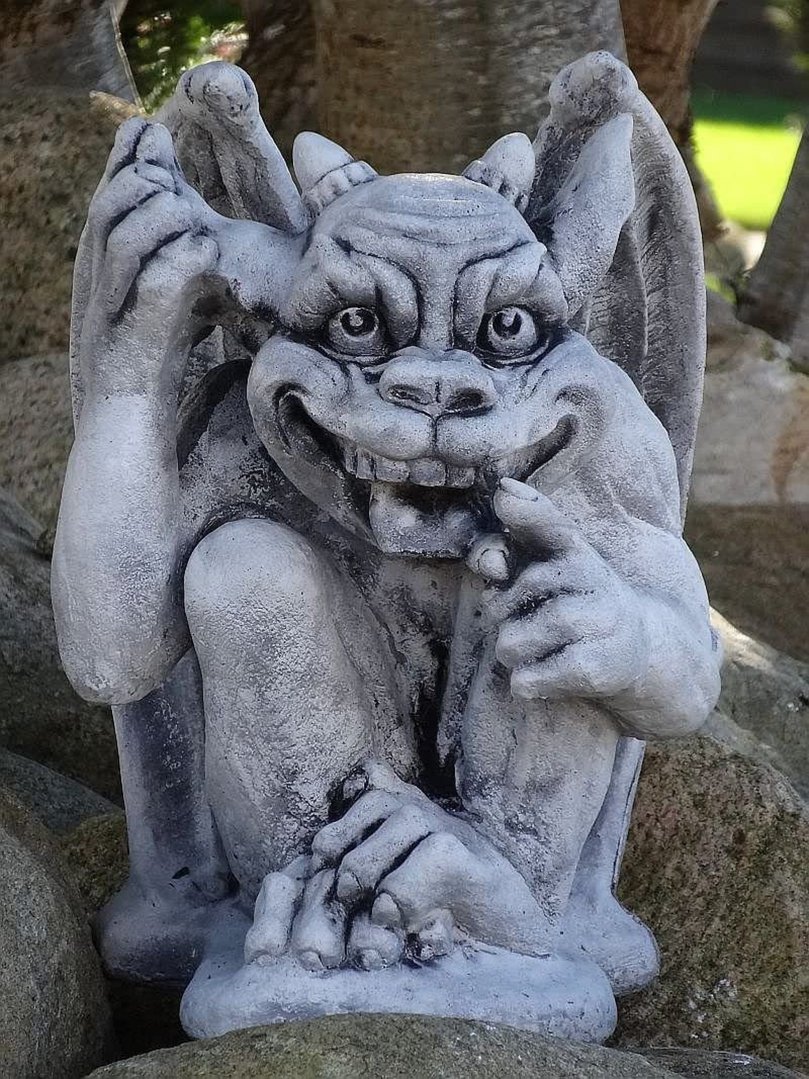 Smiling Gargoyle Statue Stone Gargoyle Monster Outdoor Etsy