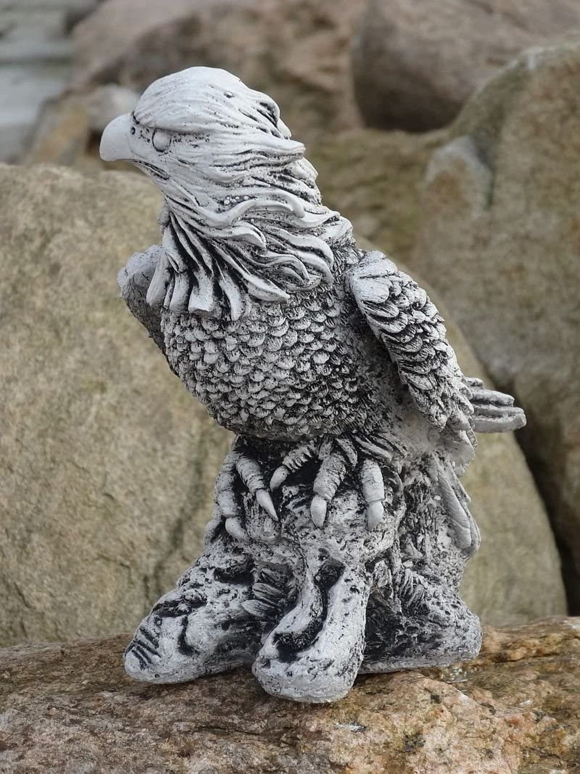 Small Eagle Figurine Cement Eagle Statue Bird Decor Garden Etsy