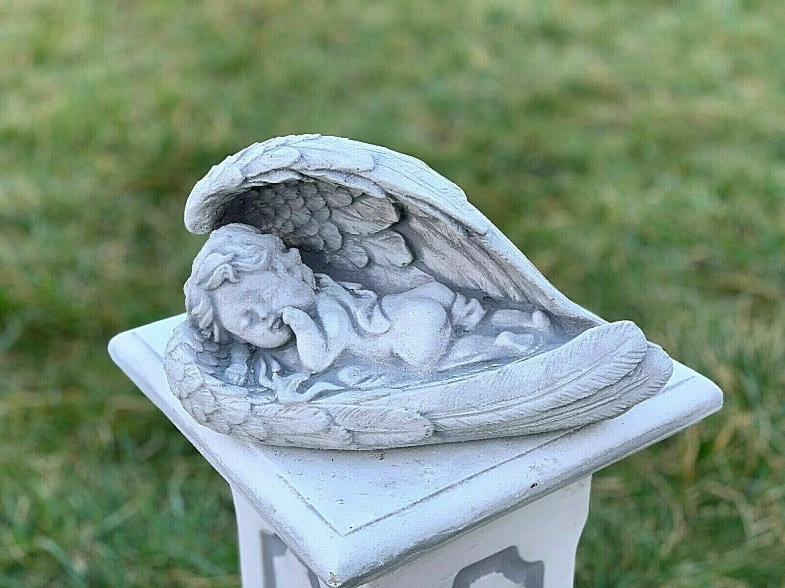 Angel Sleeps On Wings Concrete Angel Figurine Cute Baby Etsy