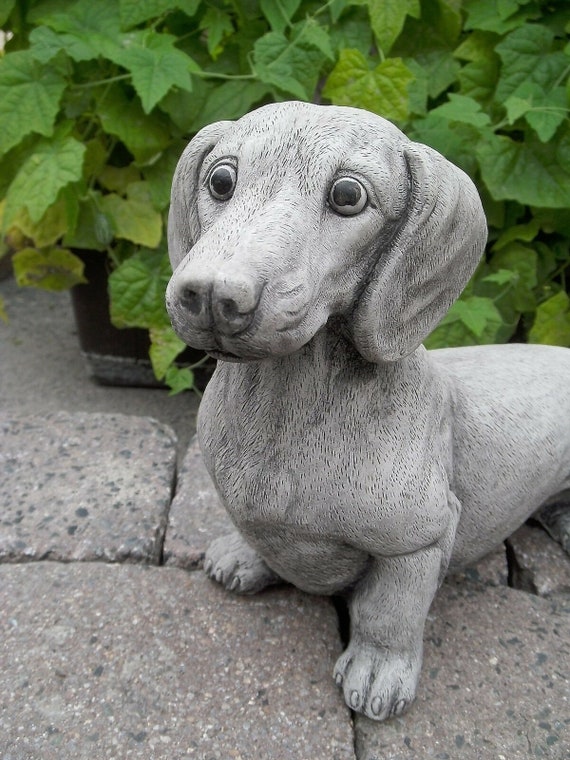 Dachshund Statue Dog Figure Pet Memorial Solid Rock Stonework Dachshund Stone Dachshund Sausage