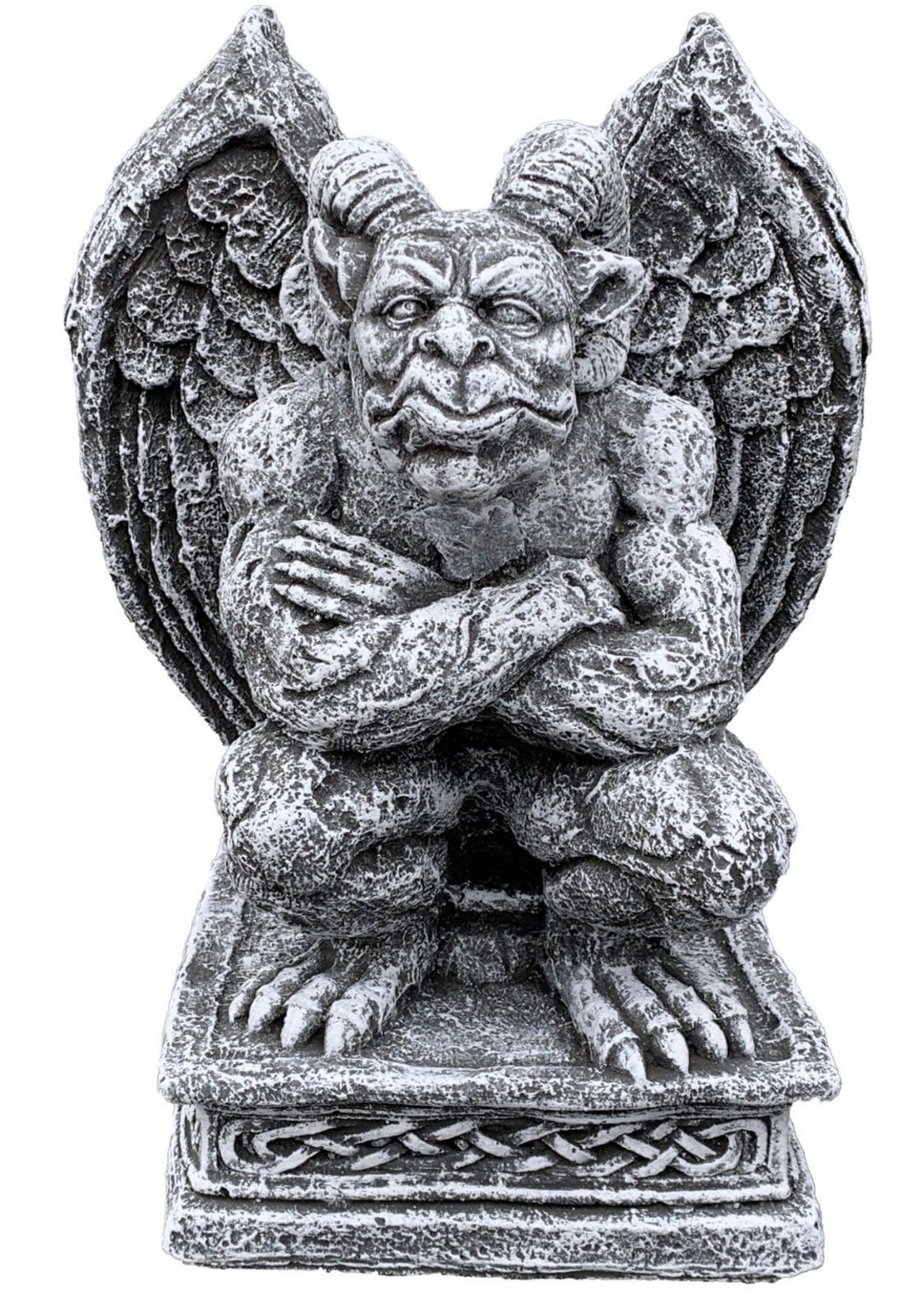 Statue De Jardin Gargouille Avec Ailes - 40 Cm, 8 Kg, Pierre Moulée Résistante Au Gel
