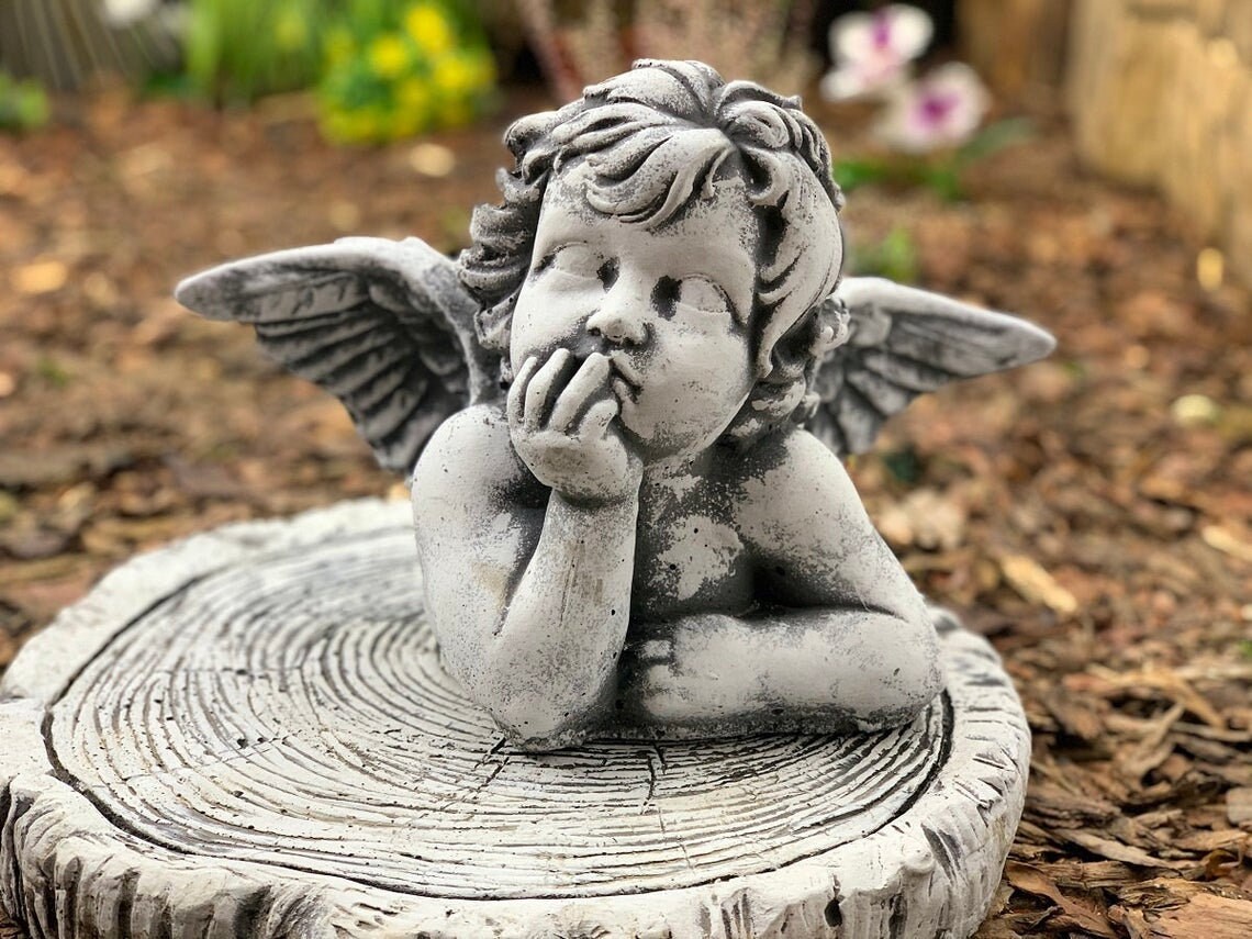 Baby Boy Bust Concrete Angel Bust Figure Angel Statue Angel Etsy