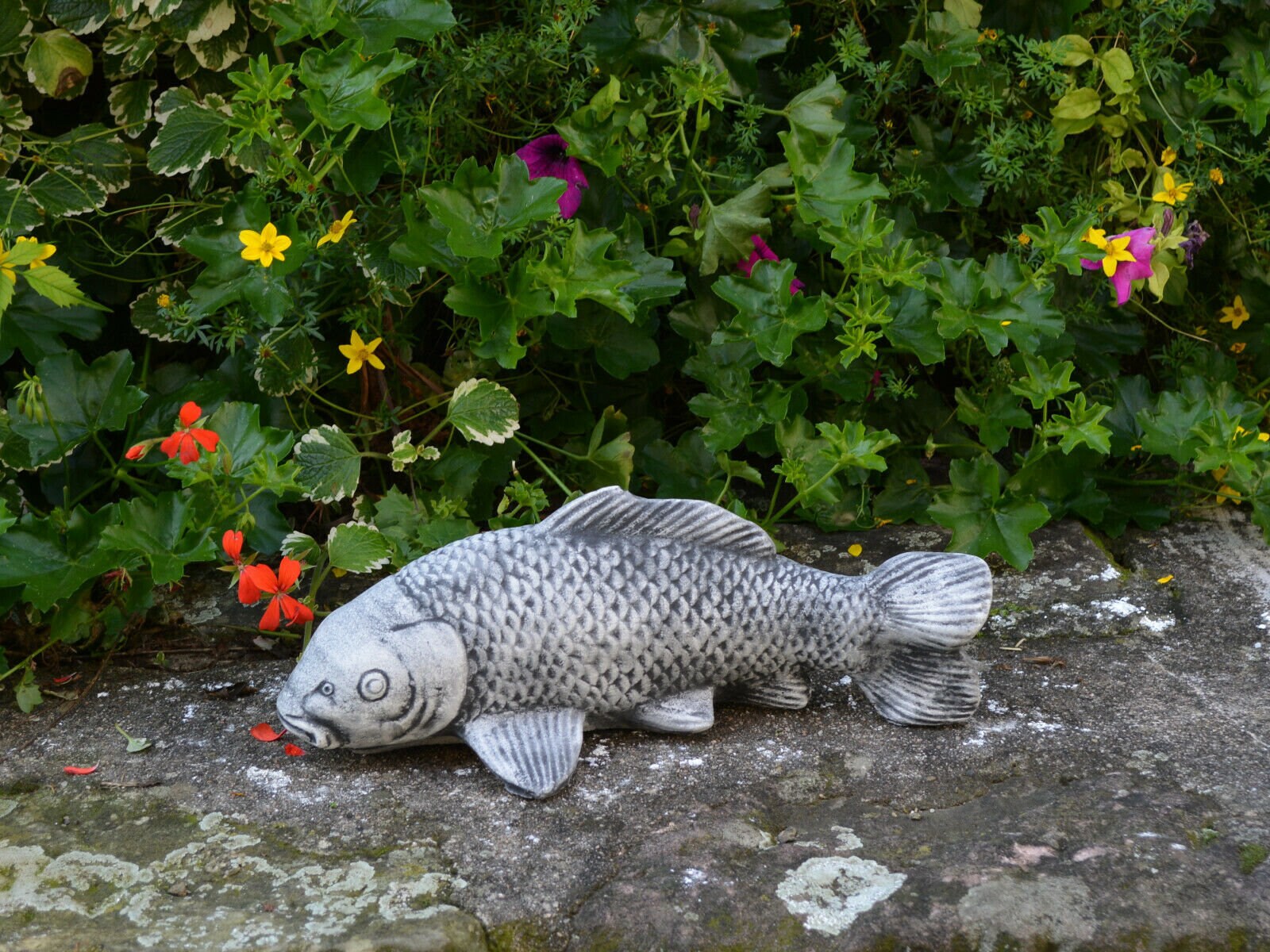 Concrete Fish Statue Stone Koi Fish Nautical Decor Miniature Etsy