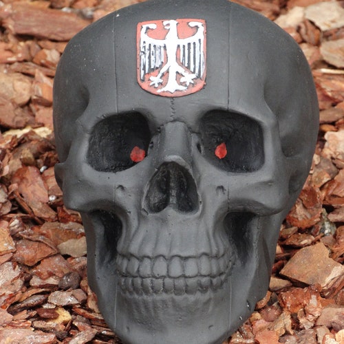 Black Skeleton Head, Scary Skull With shops Logo, Human Skull, Halloween Decoration, Gothic Statue,Scary Head Statue Halloween Backyard Figure
