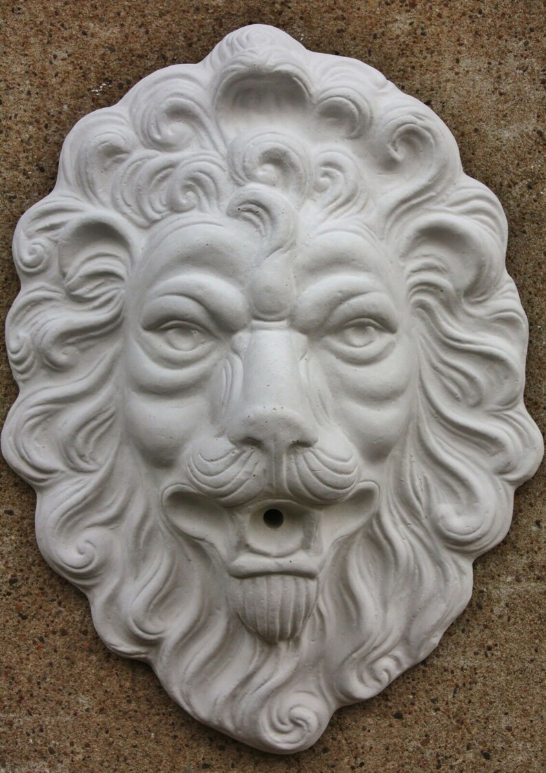 Lion Head Fountain Concrete Lion Sculpture Bust Statue Head Etsy