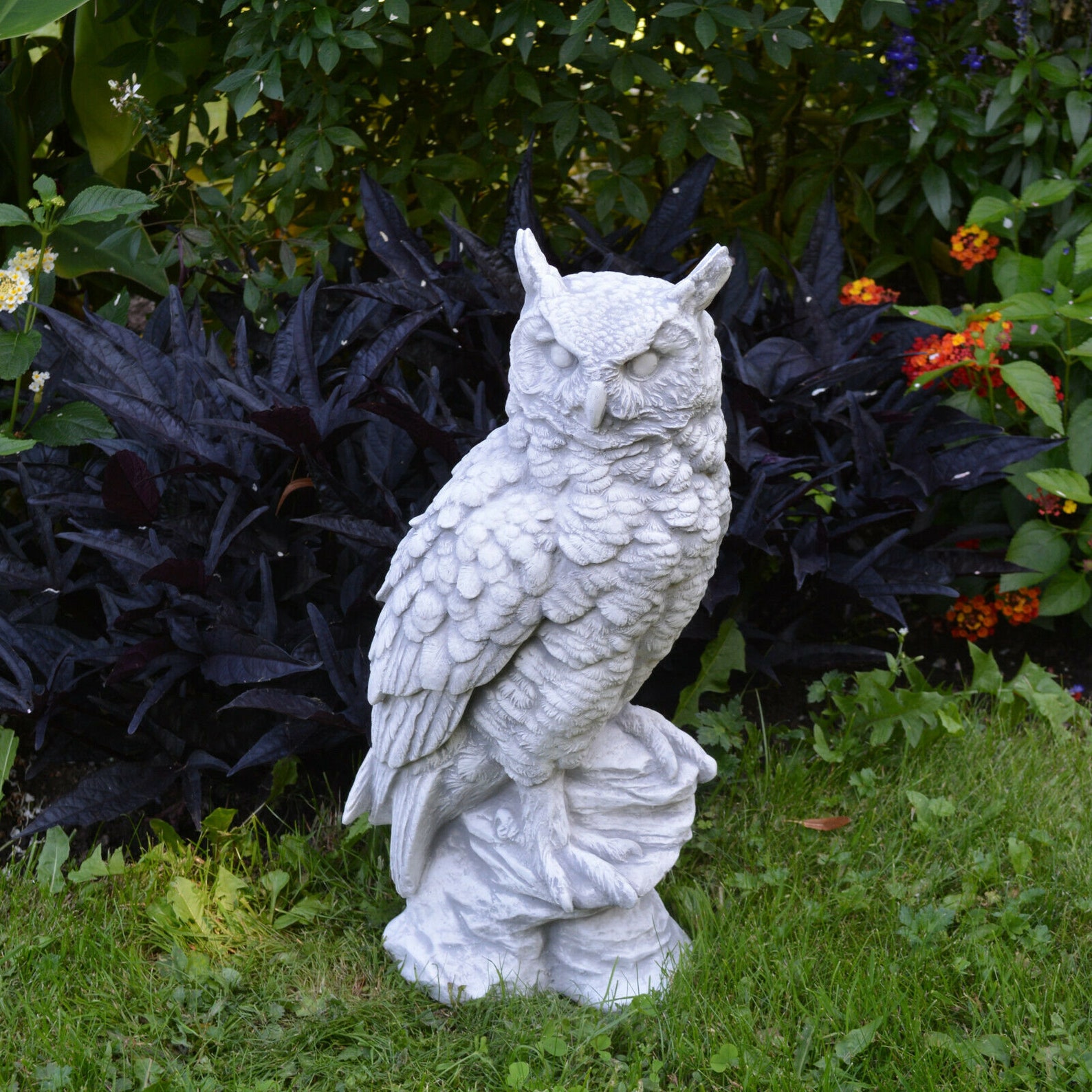 Owl Statue Concrete Owl Owl Outdoor Decor Fairy Garden Owl Etsy