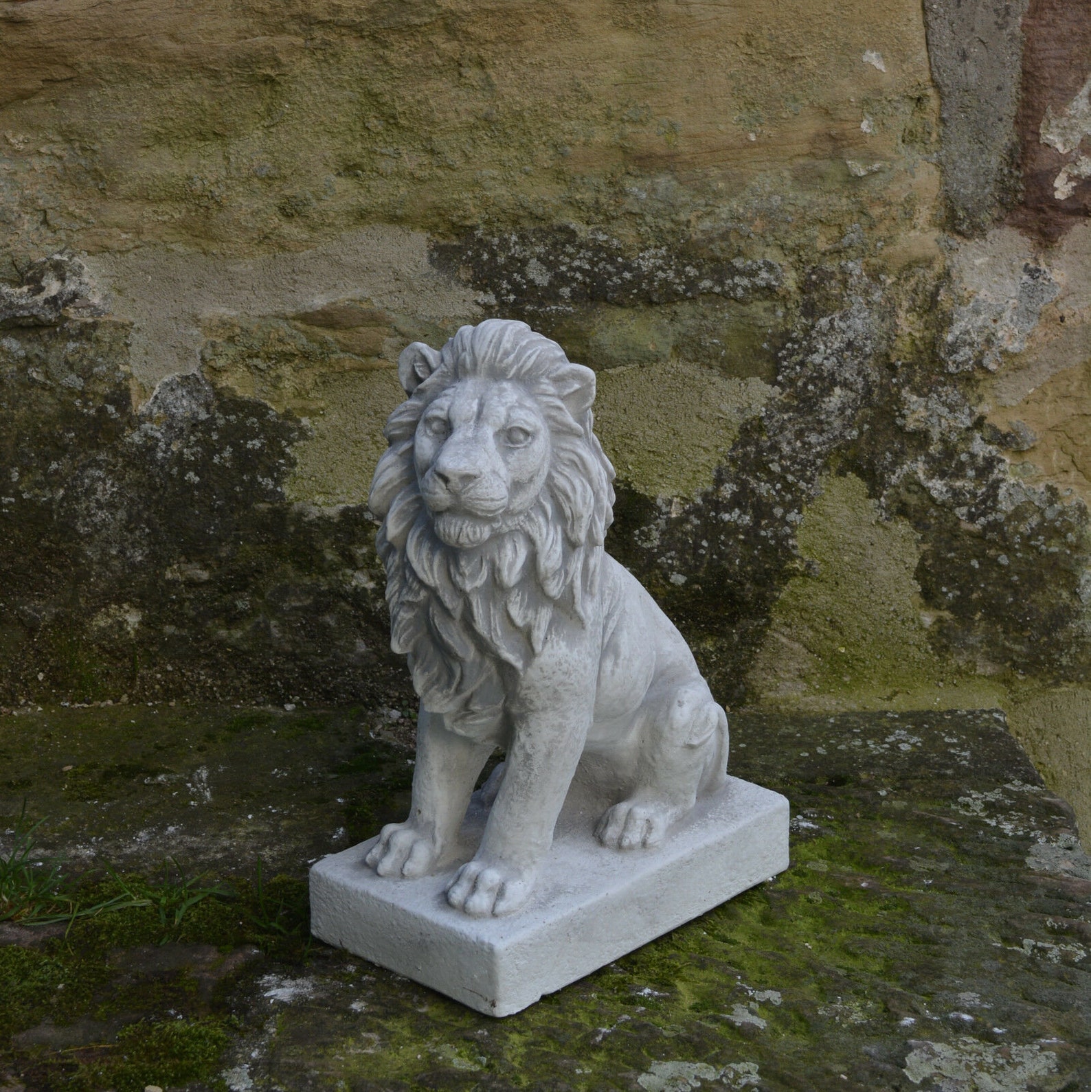 Solid Stone Lions Statue Concrete Lions Pair Sculpture Large Etsy UK