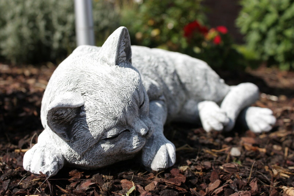 Statue de chat pour le jardin b ton cat  angel statue cat  