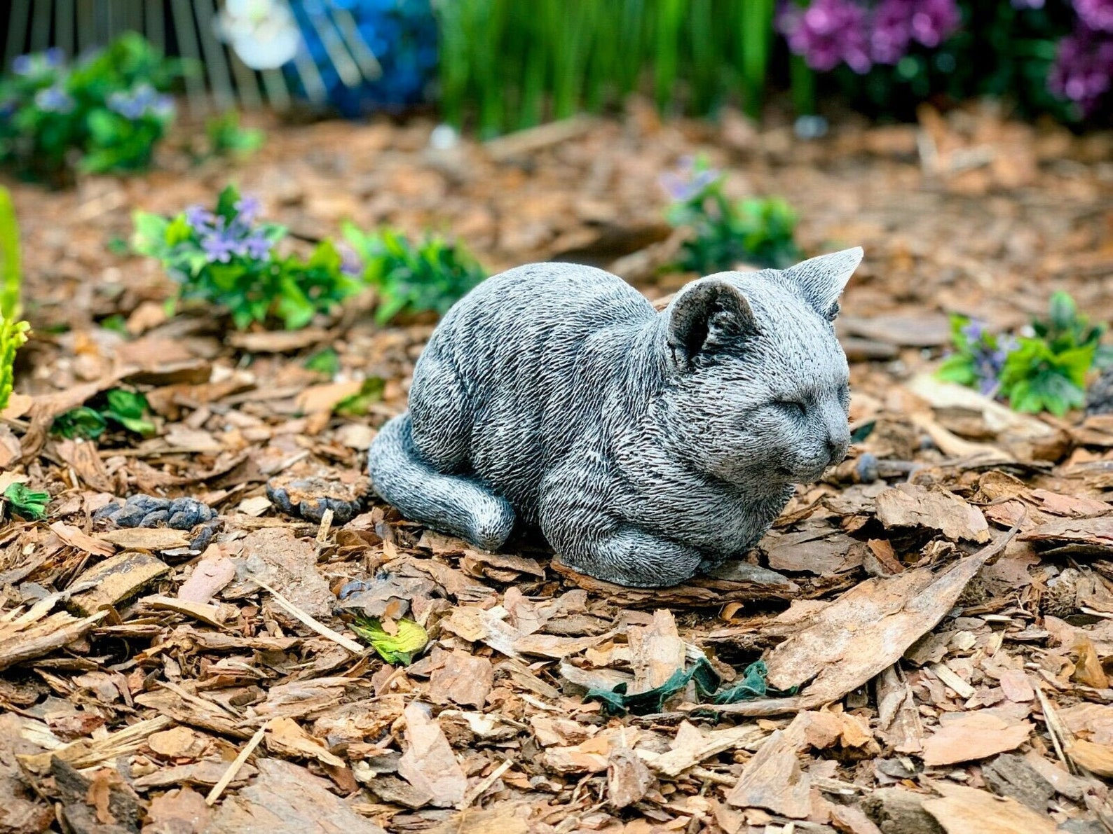 Stone Cat Sculpture Memorial Pet Statue Big Concrete Cat Etsy