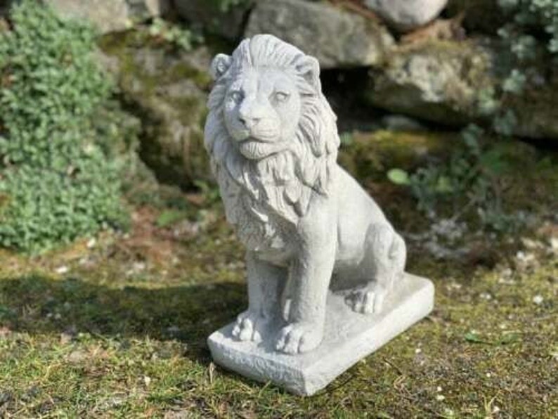 Stone Lion Statue Concrete Wild Animal Figurine Lion Sculpture Etsy