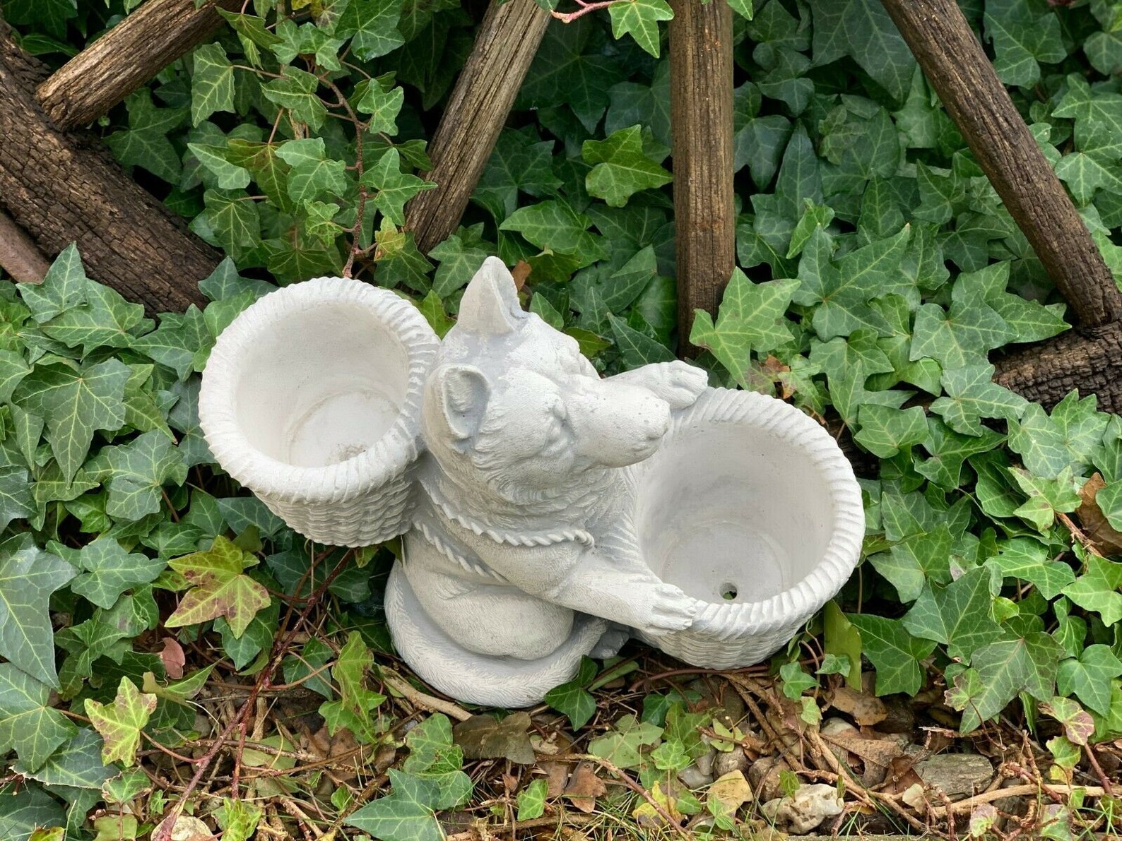 German Shepherd Concrete Dog Statue Basket Planter Pet Etsy