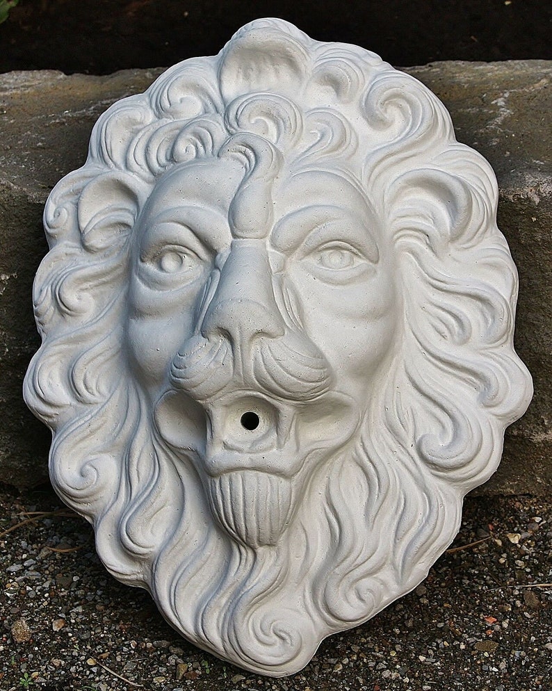 Lion Head Fountain Concrete Lion Sculpture Bust Statue Head Etsy