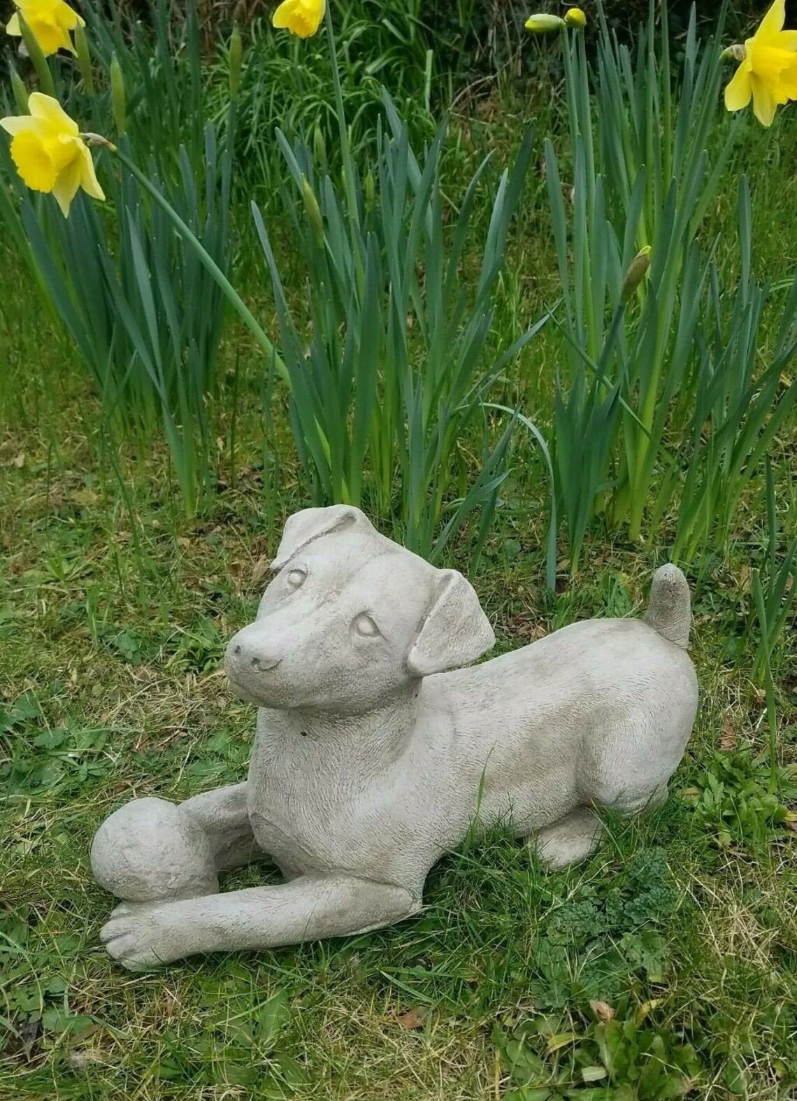 Dog With Ball Jack Russell Terrier Figurine Concrete Puppy Etsy