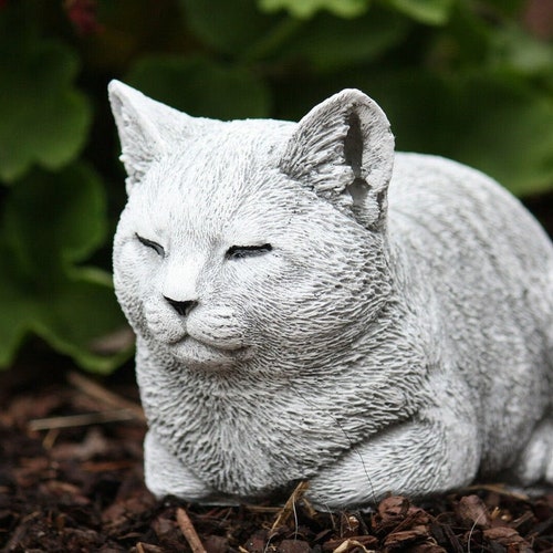 Sleeping Cat Statue Stone Cat Memorial Cat Concrete Statue Etsy