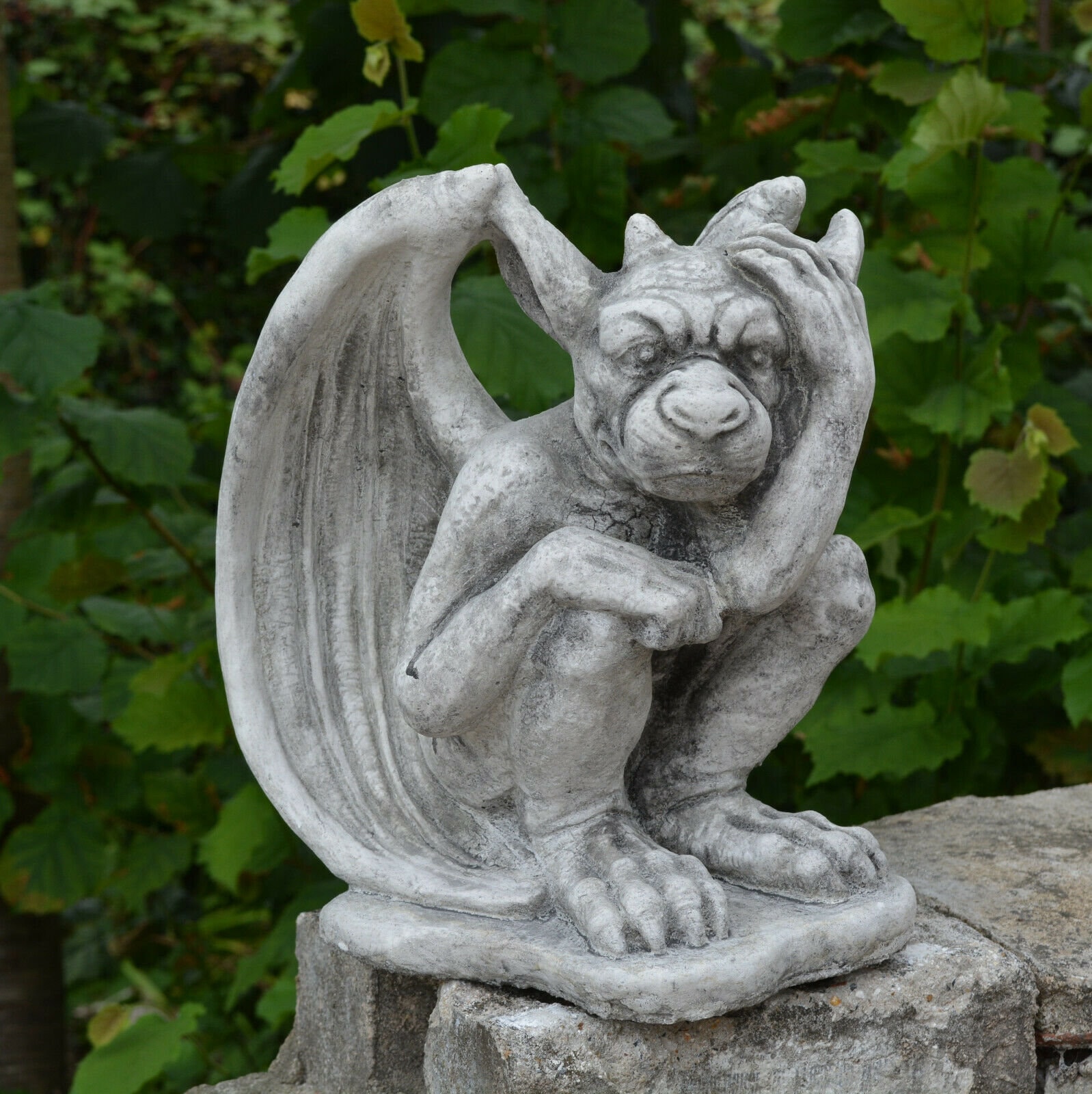 Stone Gargoyle Statue Cast Stone Gargoyle Bat Monster Statue Etsy