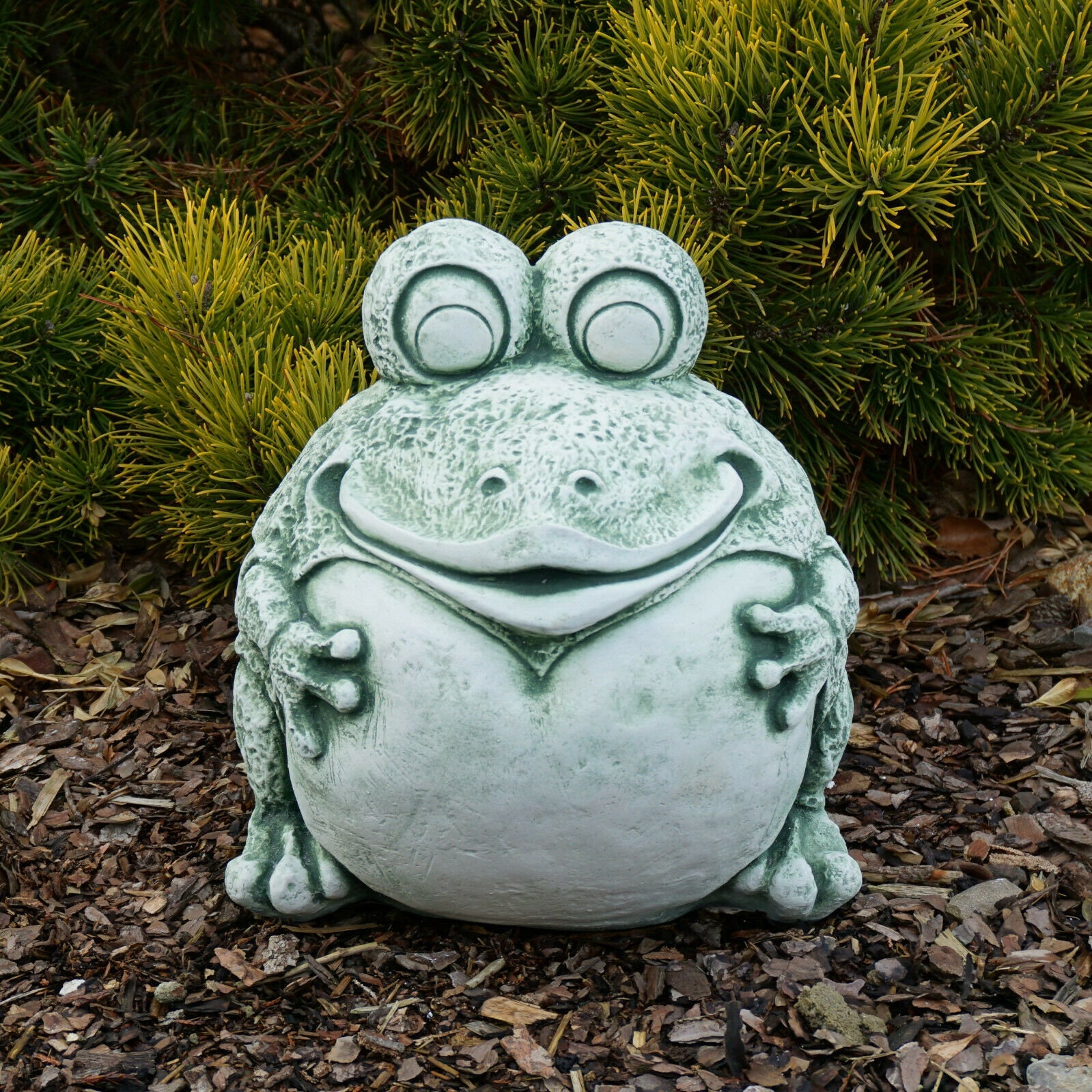 Fat Frog Figurine Sitting Funny Frog Concrete Lake Statue | Etsy
