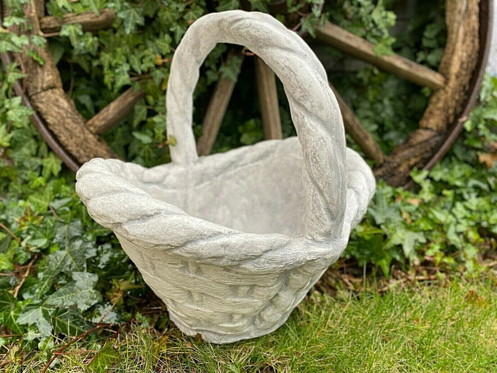 Basket Plant Pot Stone Basket Planter Outdoor Statue Home Etsy