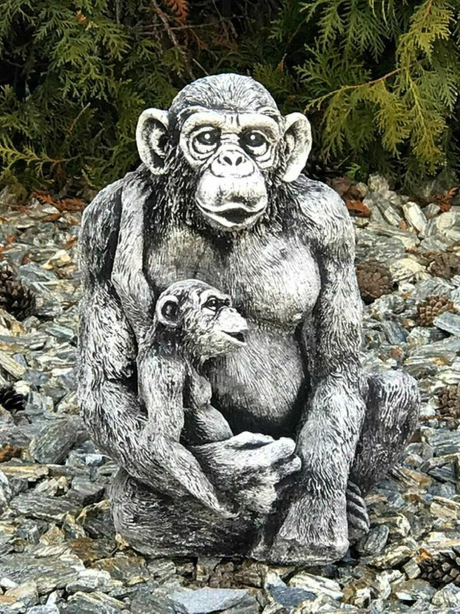 Monkeys Family Stone Monkey Sculpture Mom and Me Garden Etsy