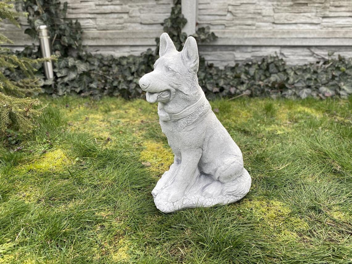 Concrete Puppy German Shepherd Sitting Shepherd Garden Statue Pet