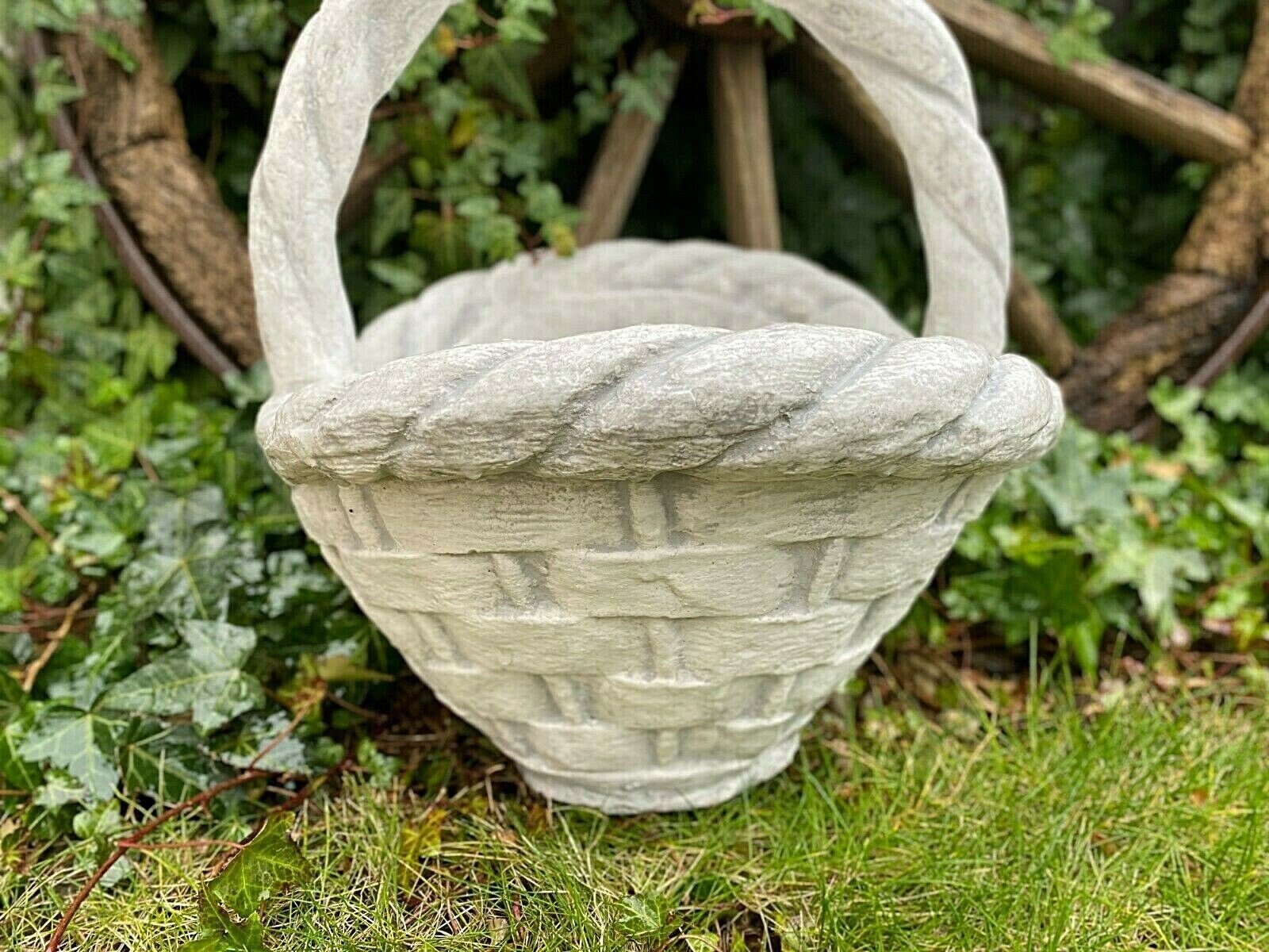 Basket Plant Pot Stone Basket Planter Outdoor Statue Home Etsy
