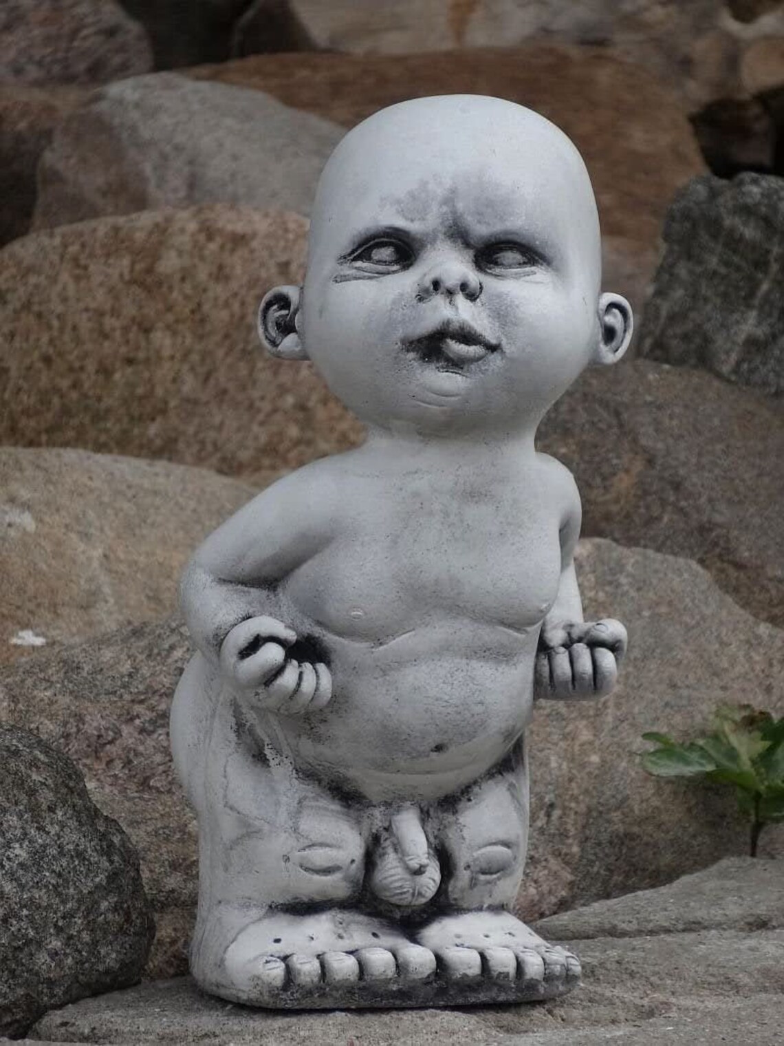 Little Boy Figurine Boy Shows Tongue Concrete Boy Statue Etsy