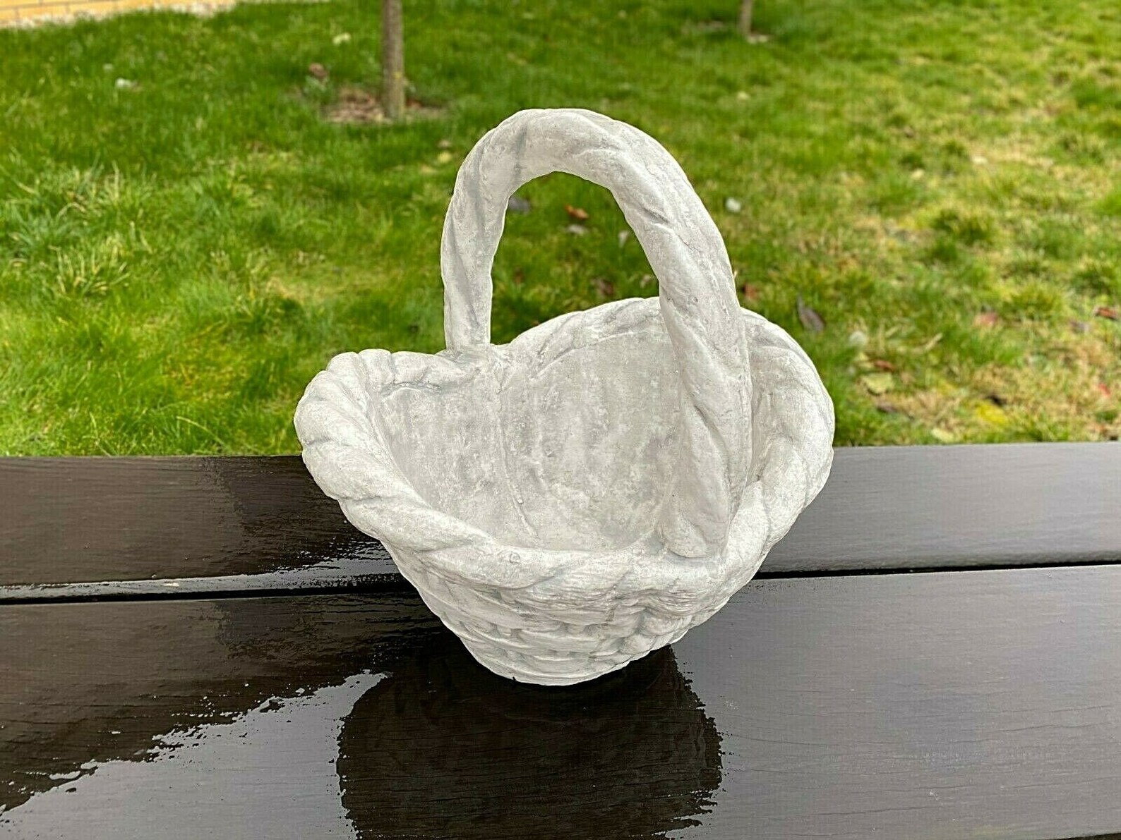 Basket Plant Pot Stone Basket Planter Outdoor Statue Home Etsy