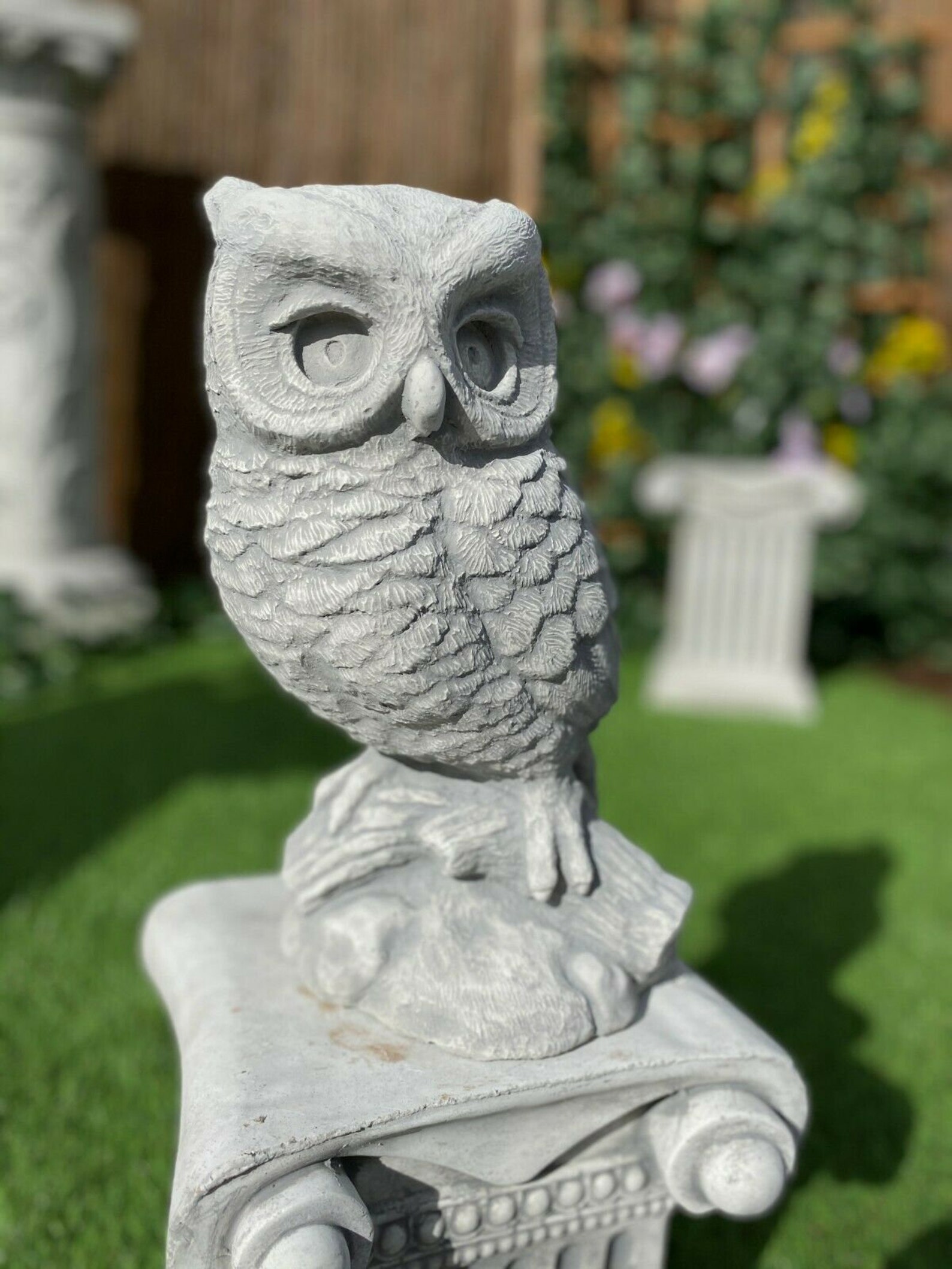 Concrete Owl Stone Owl Statue Bird Art Owl Figurine Vintagr Etsy