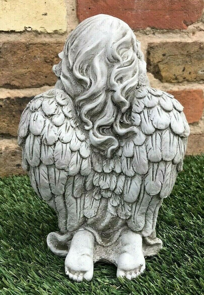 Praying Angel Sculpture Baby Girl Figurine Concrete Angel Etsy