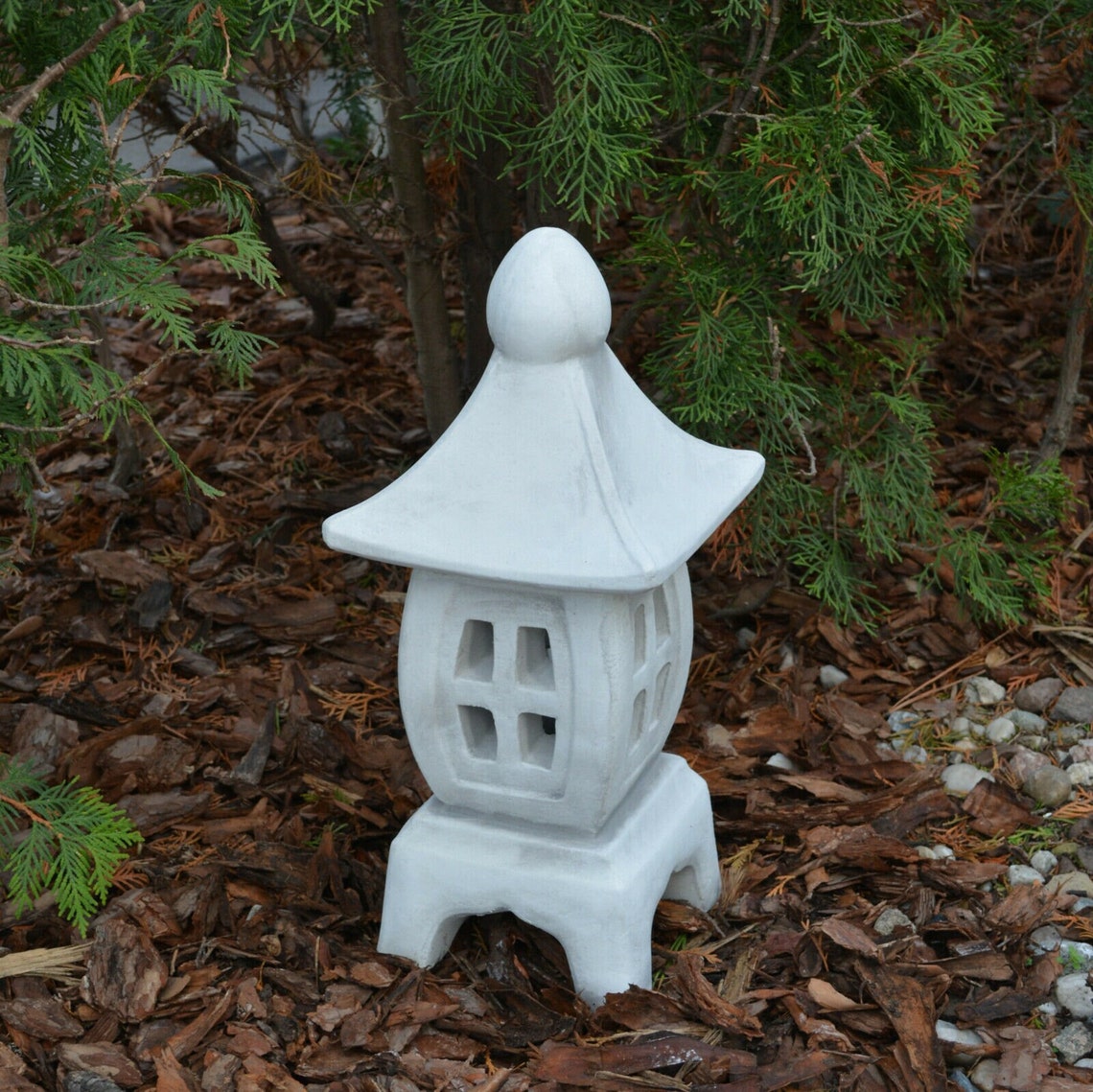Japanese Lantern Statue Stone Pagoda Figurine Concrete Pagoda Etsy